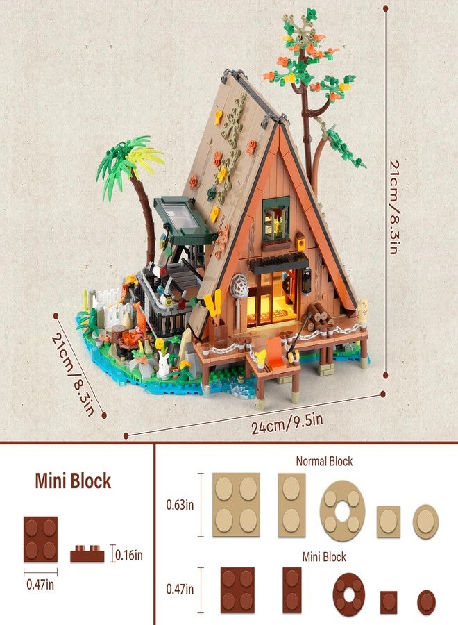 Vziimo A-Frame Cabin Building Set, MOC Ideas Cabin House Collectible Model Kit with LED for Adults and Kids Age 12+, Gifts for Nature and Architecture Lovers (1486 Pcs) - Image 3